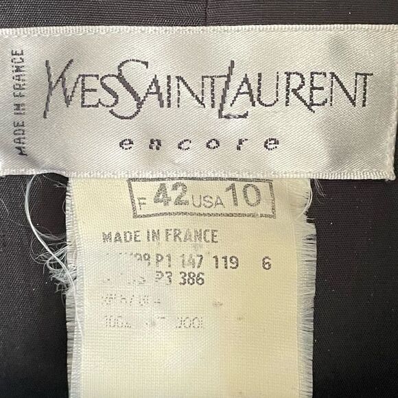 YSL YVES SAINT LAURENT Vintage Wool Double Breasted Blazer Black 10 - Picture 10 of 12